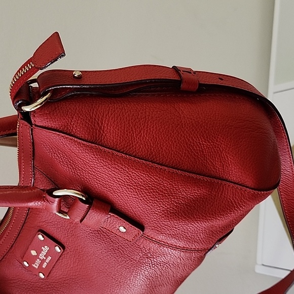 Kats Spade Red Leather Satchel With Strap - Picture 4 of 16